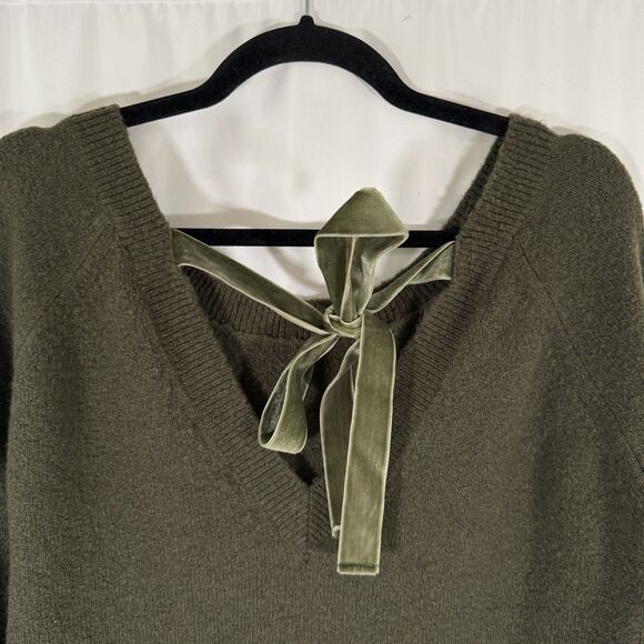 J. Crew Wool Blend Sweater Women's Small Green Knit Long Sleeve Open Back - Picture 11 of 12